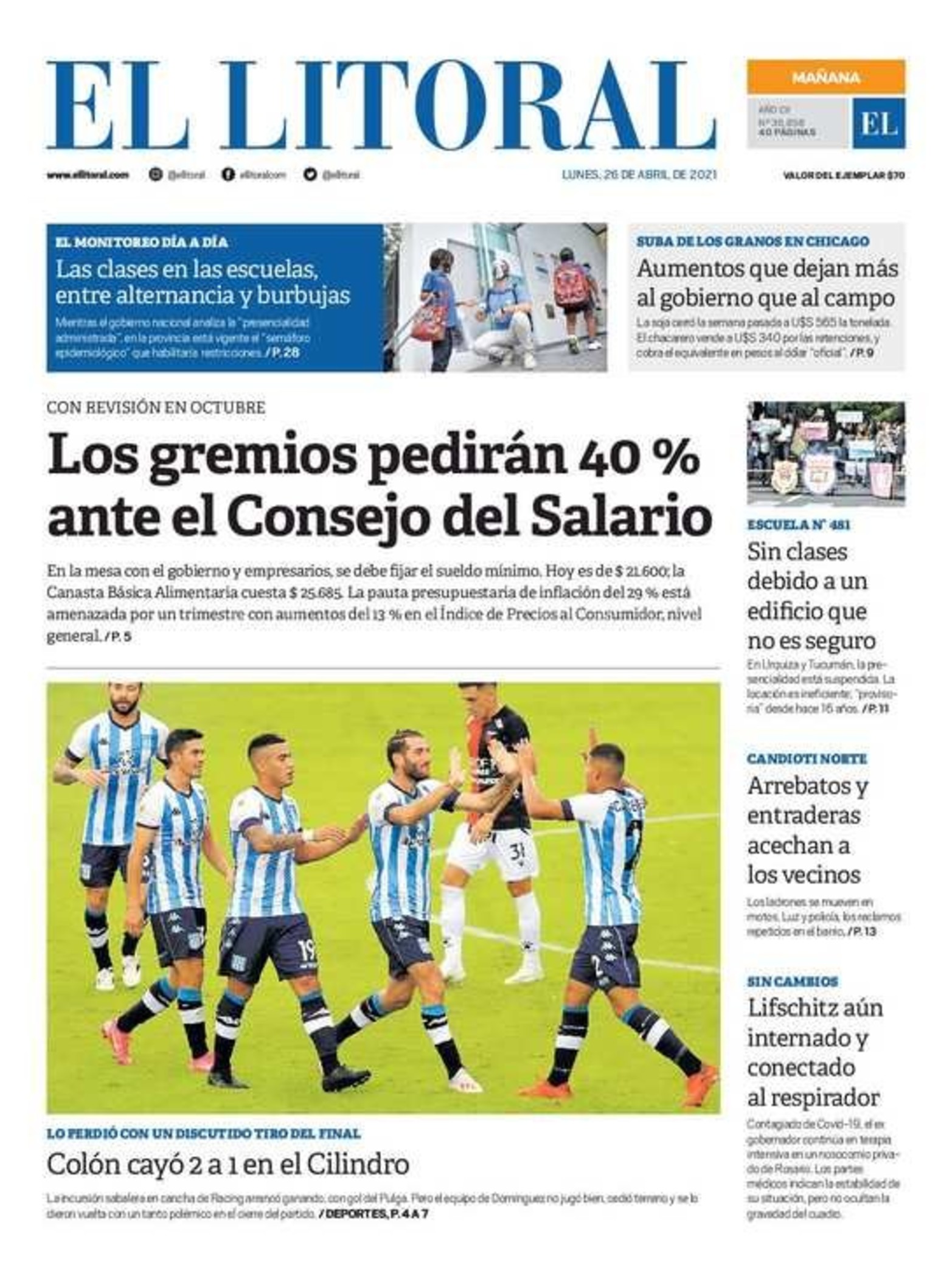 Edición impresa matutino.