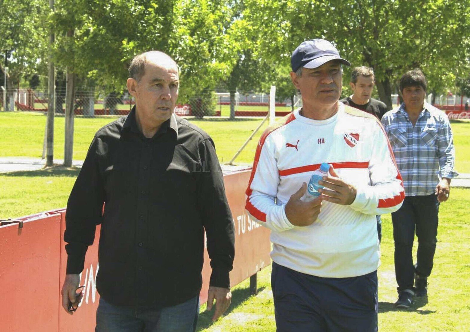 Con Daniel Holan cuando era director técnico de Independiente.