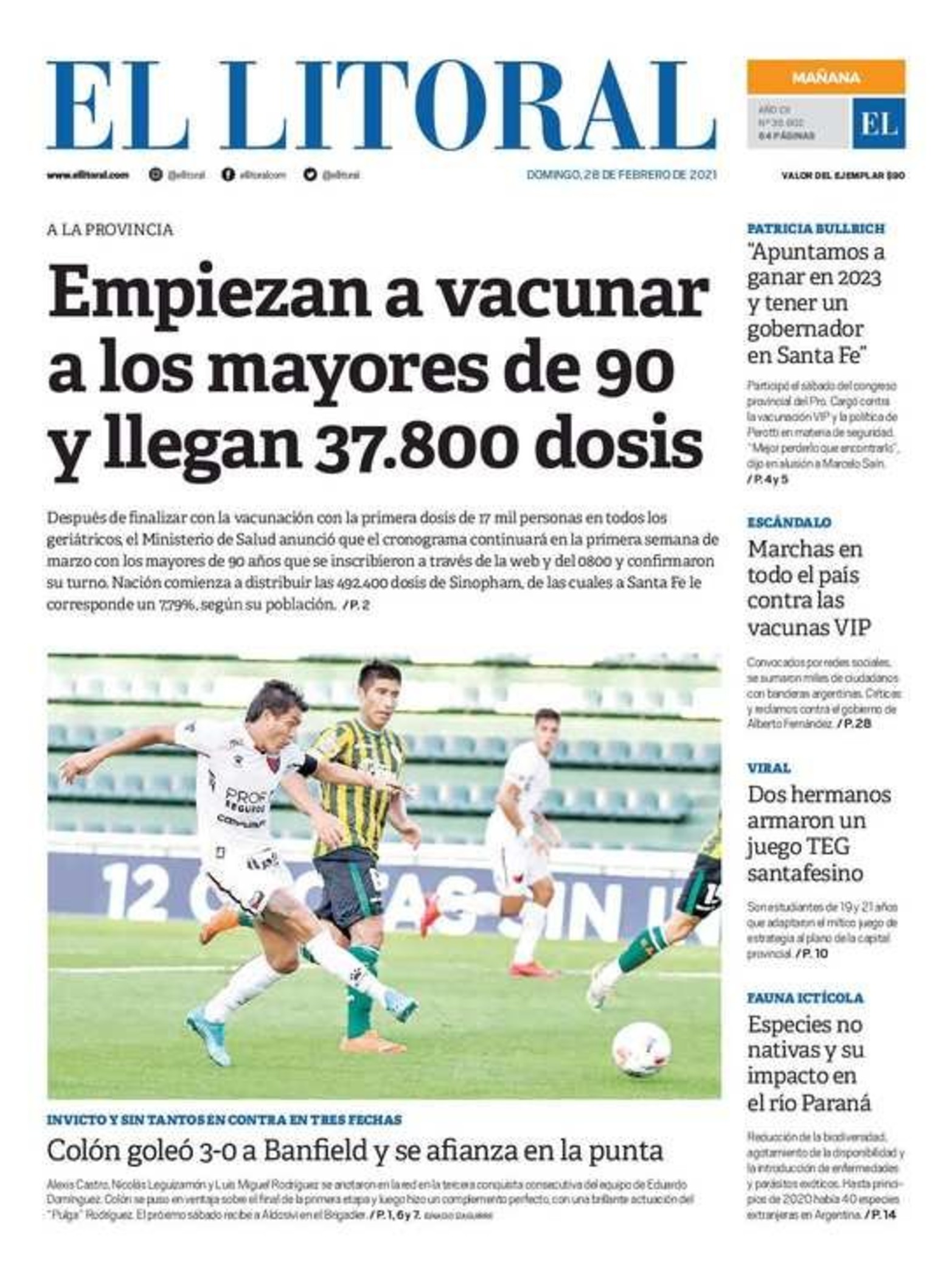 Edición impresa matutina.