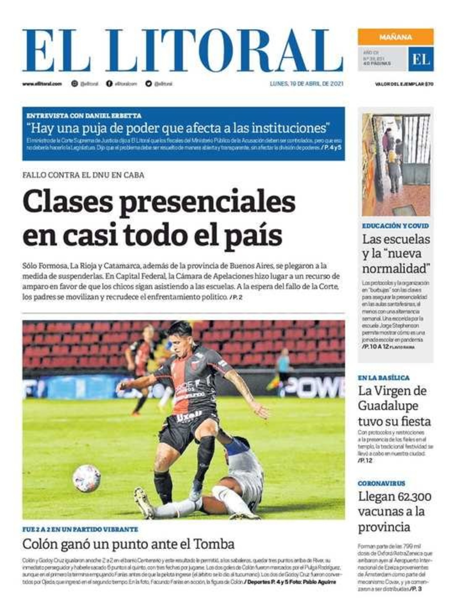 Edición impresa matutino.