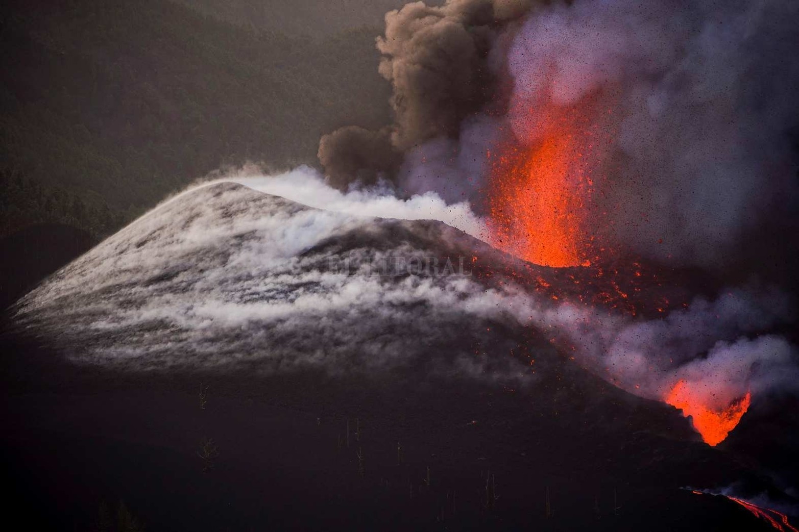 Erupción del volcán en La Palma, una de las islas de la comunidad de Canarias, España. Una superficie de 27,5 hectáreas ha cubierto la llegada de lava al mar. En su camino ha inutilizado 28,3 kilómetros de carreteras, ha destruido 880 edificaciones y dañado otras 105.