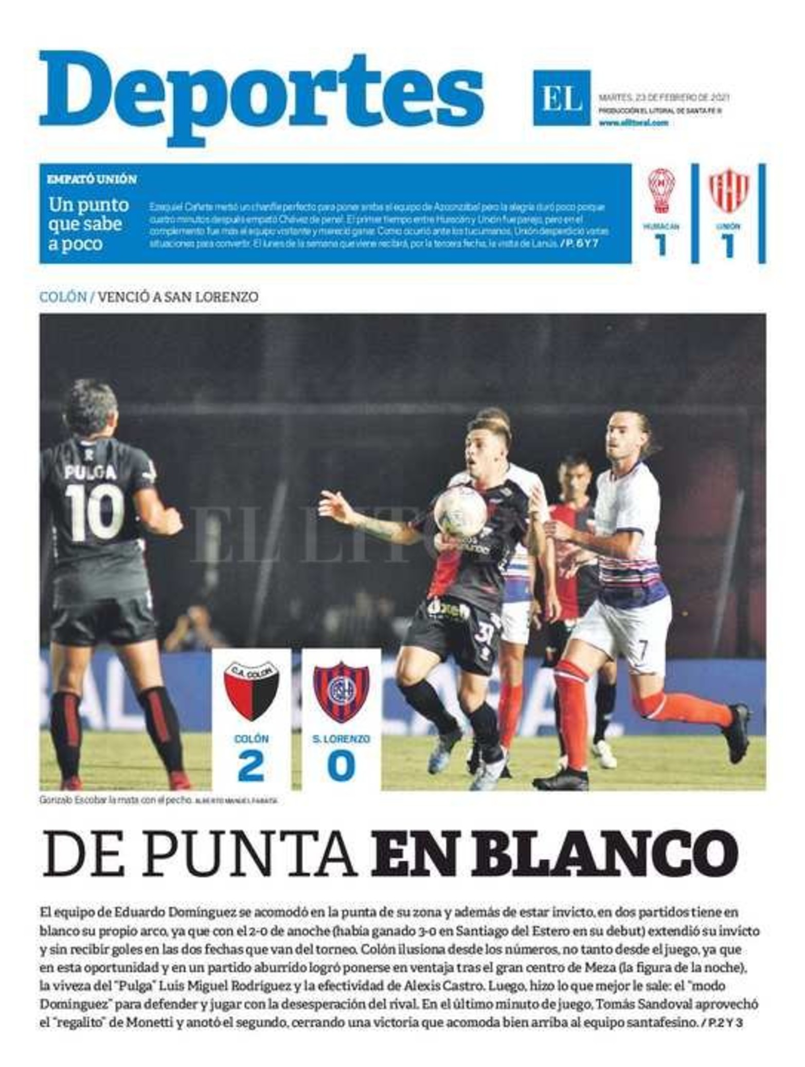 Edición impresa Deportes matutina.
