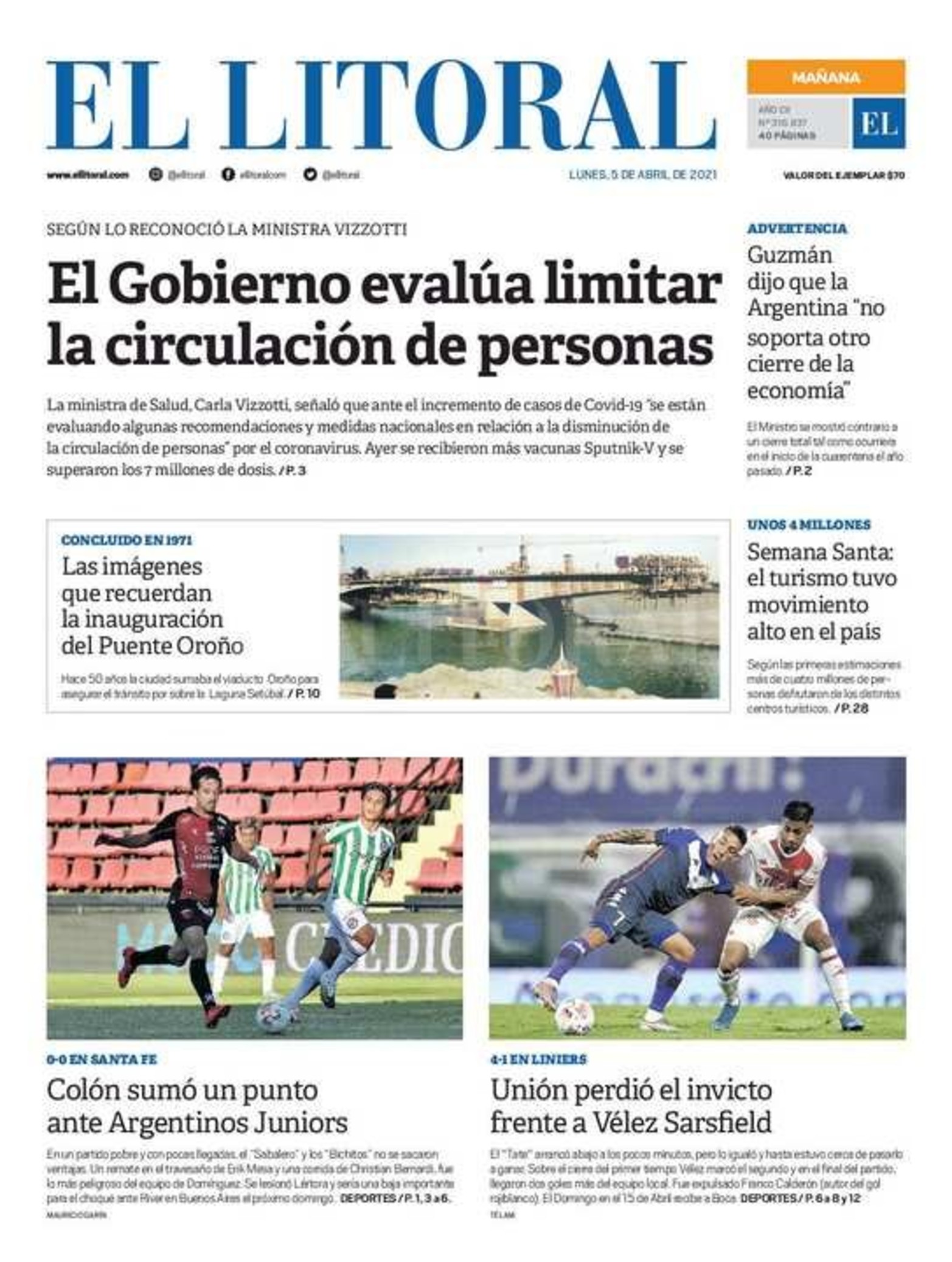 Edición impresa matutina.