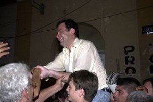 Télam Gerardo Zamora, durante el festejo por la reelección como gobernador de Santiago del Estero