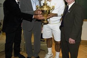 ELLITORAL_15519 | AFP Un grande entre los grandes: Bjorn Borg, Pete Sampras, Roger Federer y Rod Laver.