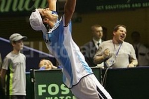 ELLITORAL_51564 | Archivo Juan Ignacio Chela celebra su victoria en Zagreb en 2006, triunfo que le dio el punto decisivo a la Argentina.