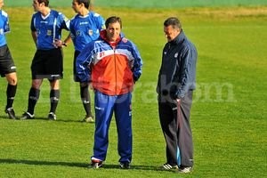 ELLITORAL_46561 |  Matías Nápoli Darío Kudelka y Gustavo Alfaro, el día que sus equipos jugaron amistosamente en Sarandí. Volverán a enfrentarse el lunes, pero por los puntos.
