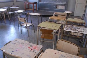 Néstor Gallegos. Aulas vacías en las escuelas públicas de la ciudad, donde hubo una adhesión casi total, según Amsafe.