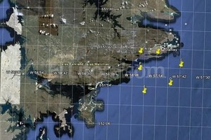 ELLITORAL_33207 | Telam El mapa muestra las Islas Malvinas con los puntos desde donde el Reino Unido realizaría ejercicios militares y disparos de misiles, según informó el servicio de Hidrografía Naval.