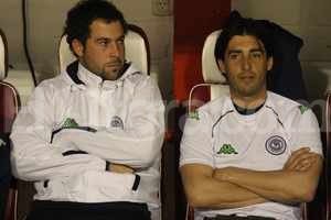 ELLITORAL_30804 |  Pablo Aguirre. Juampi  y el  Cabezón . Roberto Trotta, el ex Unión y ahora técnico de Independiente Rivadavia junto a Juan Pablo Pumpido, discutió varias veces con plateístas tatengues.