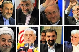 EFE Arriba de izquierda a derecha, Ali Akbar Velayati; Saeed Jalili; Mohammad Baqer Qalibaf; y Gholam Ali Haddad Adel. Abajo: Hassan Rowhani; Mohammad Qarazi; Mohsen Rezaei; y Mohammad Reza Are.