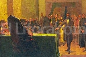 ELLITORAL_72683 |  Archivo El Litoral Discusión clave. El famoso cuadro de Antonio Alice reproduce el momento en el que Seguí defiende la posición de seguir adelante con el Congreso Constituyente a pesar de la ausencia de la provincia de Buenos Aires.