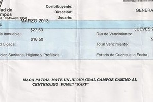 En la boleta se lee con claridad el mensaje antisemita