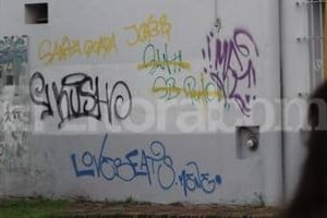 ELLITORAL_89224 |  Mauricio Garín. La mayoría de los grafitis está plasmada en las paredes de viviendas particulares de calle Marcial Candioti. Más de un vecino está furioso.