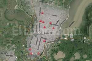 ELLITORAL_119775 |  Captura de pantalla Los 11 autos quemados visualizados en el plano de la ciudad de Santa Fe