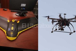 Archivo El Litoral Dos ejemplos. A la izquierda, el drone que opera el municipio. A su lado, un hexacóptero que sobrevoló el hipódromo de Las Flores.