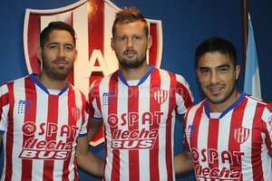 Gentileza Prensa Club Unión Julio César Rodríguez, Emir Faccioli y Nelson Acevedo, jugadores de Unión