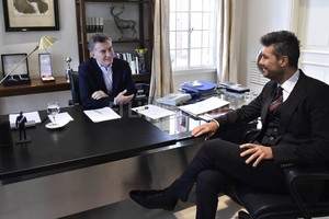 Mauricio Macri junto a Marcelo Tinelli, ayer en la quinta de Olivos.