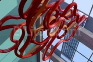 Gentileza UNL Intervención. Se está trabajando en la instalación de las grandes esculturas colgantes con miras a la inauguración del lunes.