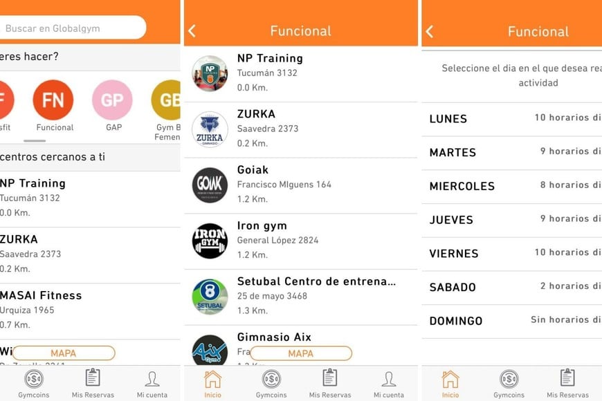 ELLITORAL_251723 |   Los usuarios pueden elegir la actividad que desean y la app muestra los centros y horarios disponibles.
