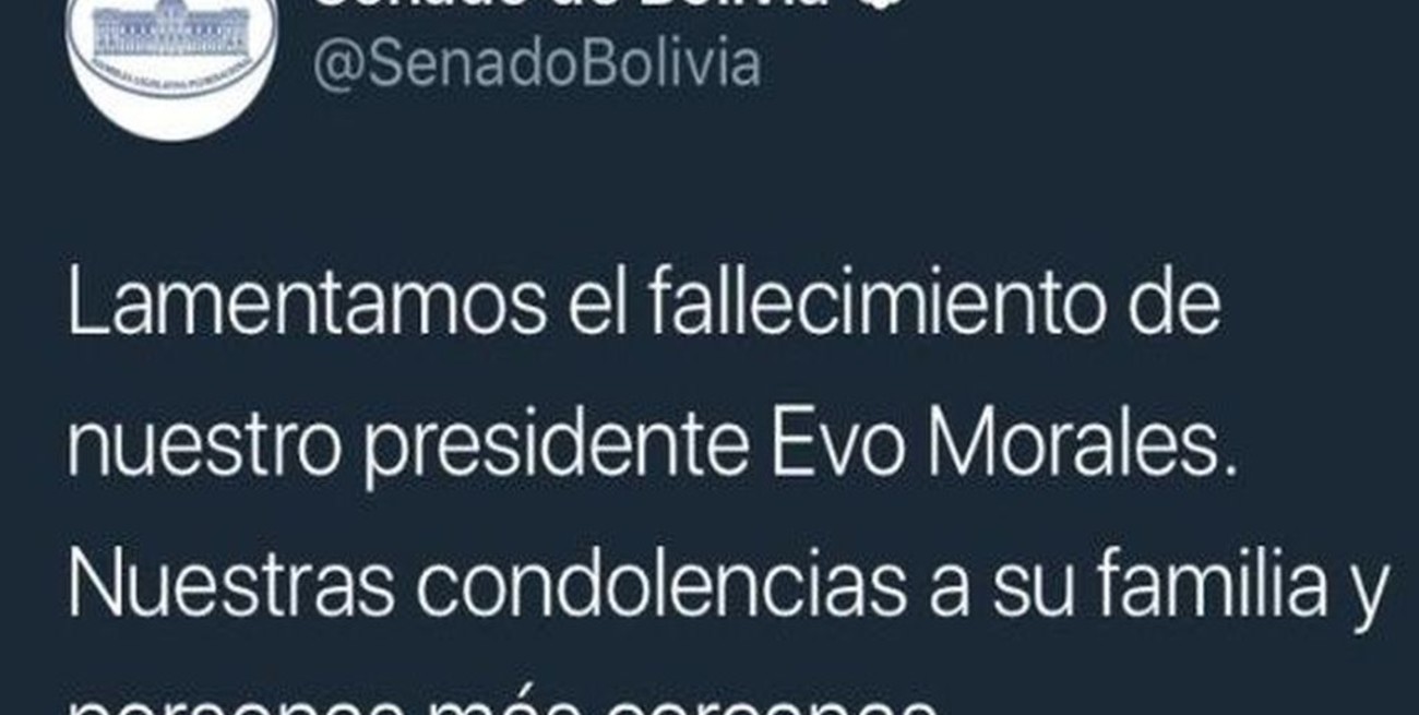 Hackearon la cuenta del Senado de Bolivia y publicaron falsa muerte de Evo Morales