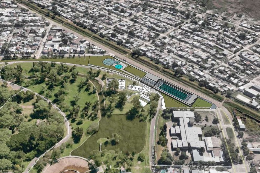 ELLITORAL_178422 |  Municipalidad de Santa Fe Proyecto. Así planteó la Municipalidad el complejo de piletas olímpíca y recreativas, en el noroeste del parque Garay.