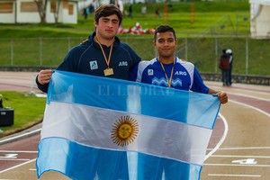 ELLITORAL_215936 |  El Litoral Argentinos orgullosos. El entrerriano nazareno Sasia y el santafesino Lázaro Bonora, dos exponentes del lanzamiento que llegaron a la clasificación.