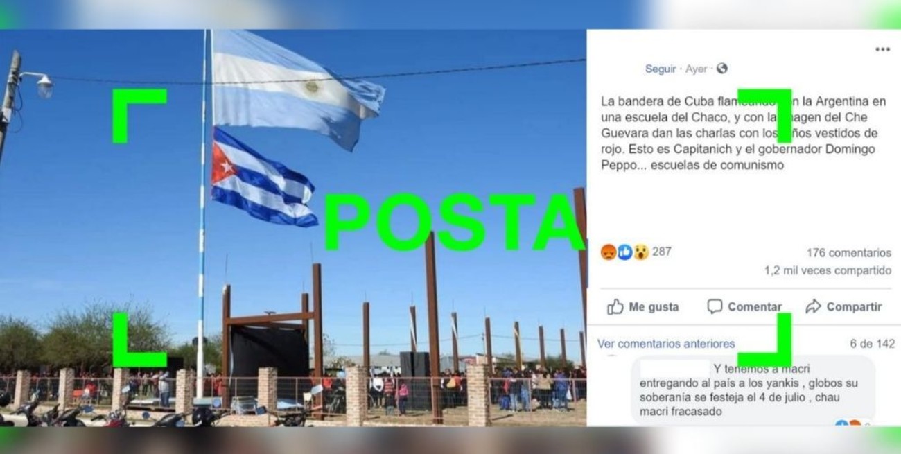 Son verdaderas las imágenes del acto en Chaco donde se ve una bandera de la Argentina junto a una de Cuba