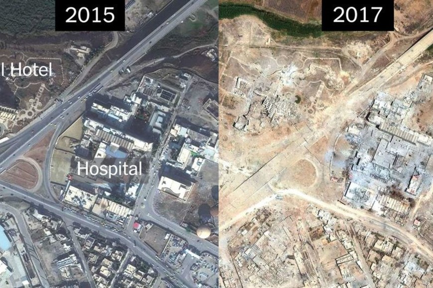 ELLITORAL_222314 |  The New York Times La ciudad de Mosul antes y después de los ataques.