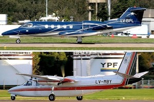ELLITORAL_252122 |  Gentileza Las aeronaves, un Learjet matrícula LV-BPL y un Rockwell Commander matrícula LV-MBY, se encuentran en el aeropuerto de San Fernando sin operar por problemas técnicos.
