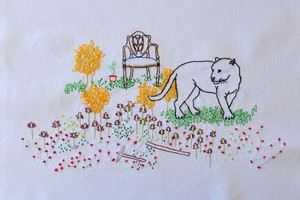 Gentileza MAC Dibujo bordado sobre tela, de la serie  Idílica .