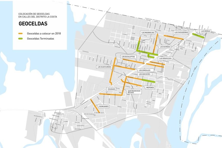ELLITORAL_210965 |  Gentileza MCSF Intervención. Estas serán las calles de Colastiné que contarán con el sistema de geoceldas.