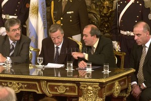 ELLITORAL_219713 |  Archivo El Litoral Julio de Vido, Néstor Kirchner -por entonces presidente- José López y Claudio Uberti.