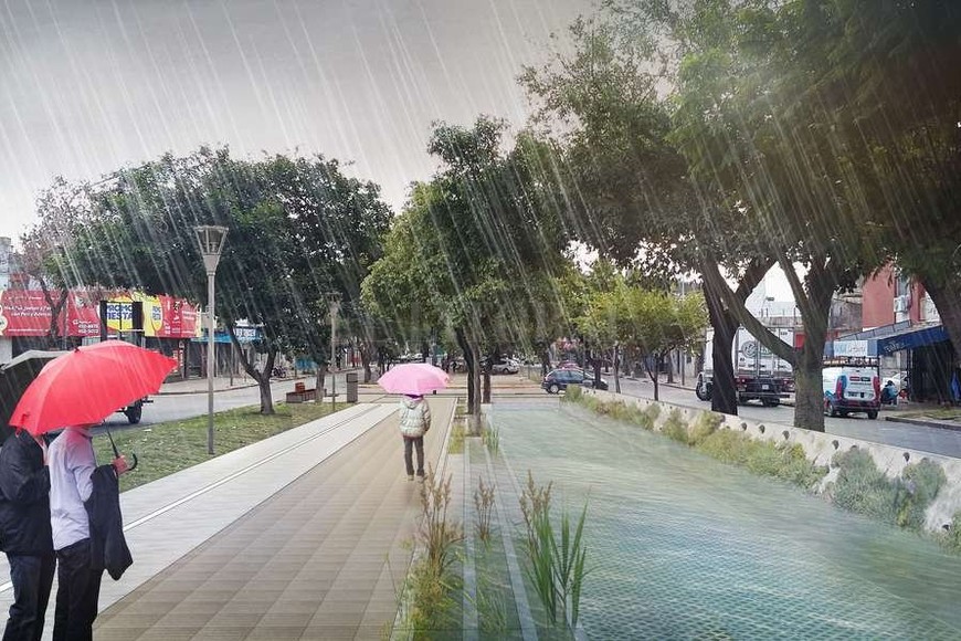 ELLITORAL_188496 |  Gentileza Municipalidad El proyecto prevé que cuando llueve el  reservorio , que está conectado al desagüe, acumule agua.