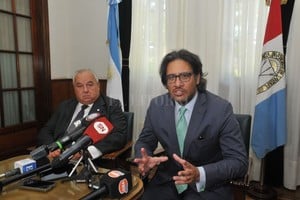 ELLITORAL_205425 |  Flavio Raina El presidente de la Corte santafesina, Rafael Gutiérrez, y el ministro de Justicia de la Nación, Germán Garavano.