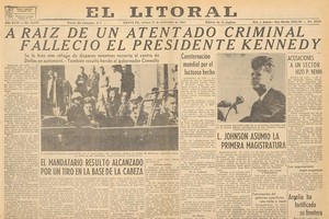 Archivo El Litoral El mismo viernes 22 de noviembre de 1963, El Litoral le dedica toda la tapa al asesinato de J.F Kennedy