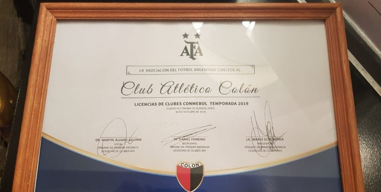 La AFA le envió a Colón la Licencia para la Copa Sudamericana 2019