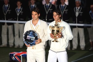 ELLITORAL_215663 |  Internet Federer y Nadal en la final de Wimbledon 2008.