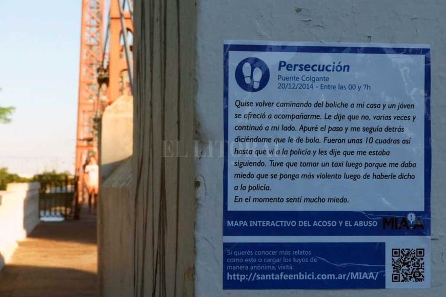 ELLITORAL_255879 |  Gentileza MIAA Carteles con testimonios extraídos del mapeo fueron colocados durante las intervenciones realizadas en la zona de bulevar y Costanera.