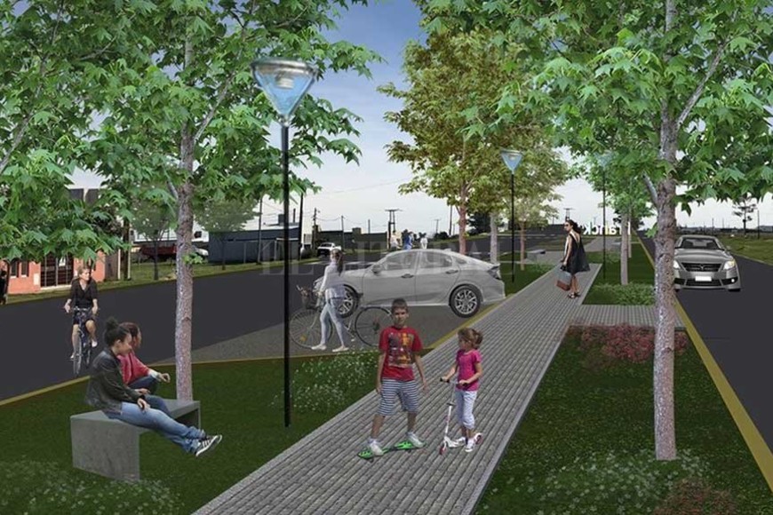 ELLITORAL_252441 |  Gentileza Comuna Pertenencia. Parquizado, veredas, elementos urbanos, entubado e iluminación. Estas tareas convertirán al acceso oeste en un espacio más para que los vecinos de Franck puedan disfrutar de su pueblo.