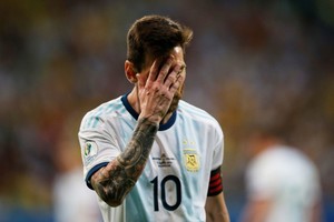 LUISA GONZALEZ Soccer Football - Copa America Brazil 2019 - Group B - Argentina v Colombia - Arena Fonte Nova, Salvador, Brazil - June 15, 2019 Argentina's Lionel Messi reacts REUTERS/Luisa Gonzalez