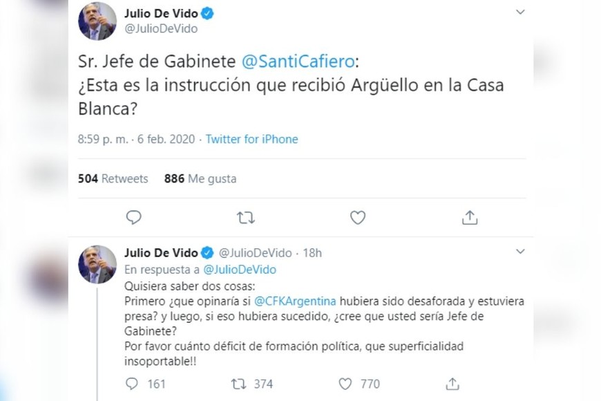 ELLITORAL_284359 |  Redes sociales Los tuits de Julio De Vido sobre los dichos de Cafiero.