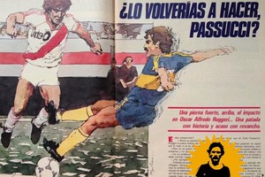 ELLITORAL_293006 |  Gentileza El Gráfico Este fue el tratamiento que hizo la revista El Gráfico, con una recreación en dibujo de aquella famosa jugada en el Monumental, que todo el ambiente del fútbol recuerda.