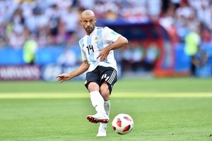 Archivo KAZAN, RUSSIA - JUNE 30: Javier Mascherano of Argentina in action during the 2018 FIFA World Cup Russia Round of 16 match between France and Argentina at Kazan Arena on June 30, 2018 in Kazan, Russia. (Photo by Lukasz Laskowski/PressFocus/MB Media/Getty Images)