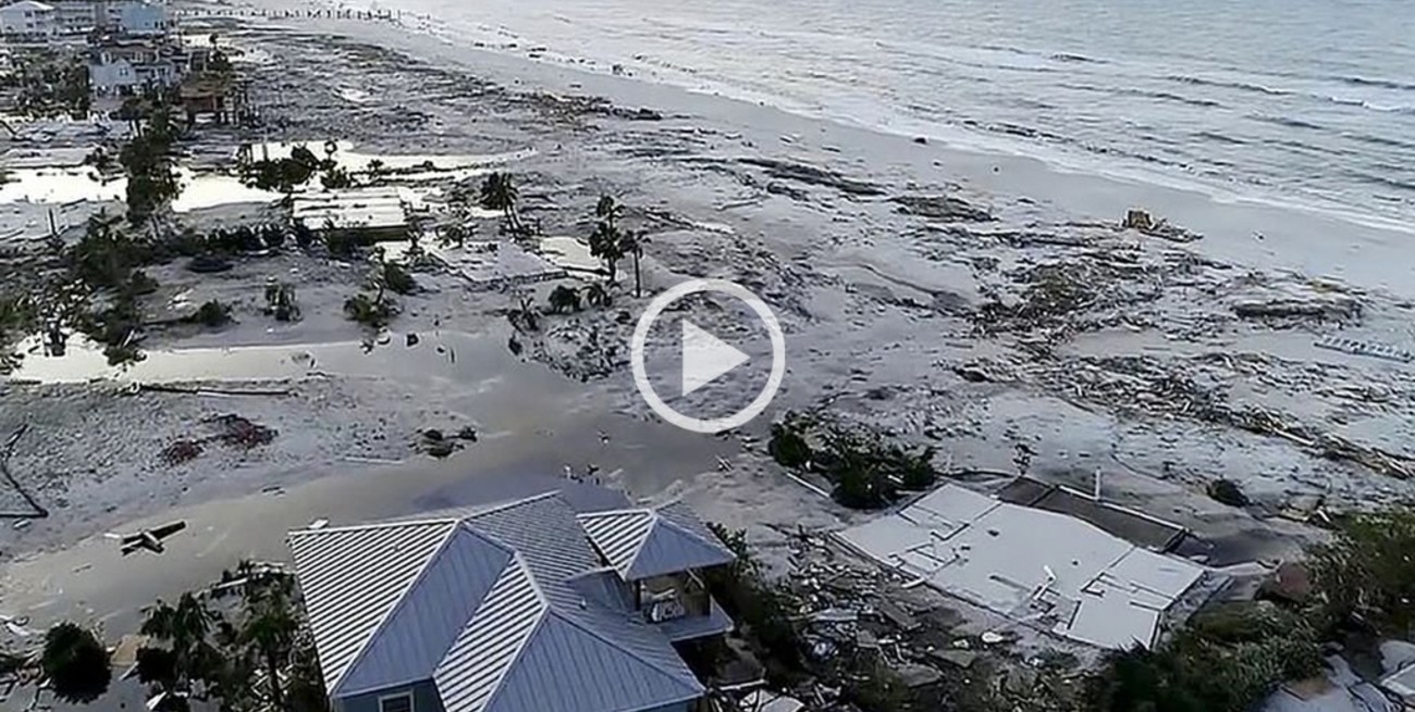 Una playa de Florida quedó devastada tras el paso del huracán "Michael"