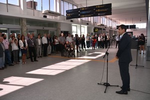 Flavio Raina Santiago Amézaga. El presidente del  Ente Autárquico Aeropuerto de Sauce Viejo , en uno de sus últimos días a cargo del Aeropuerto Metropolitano Santa Fe.