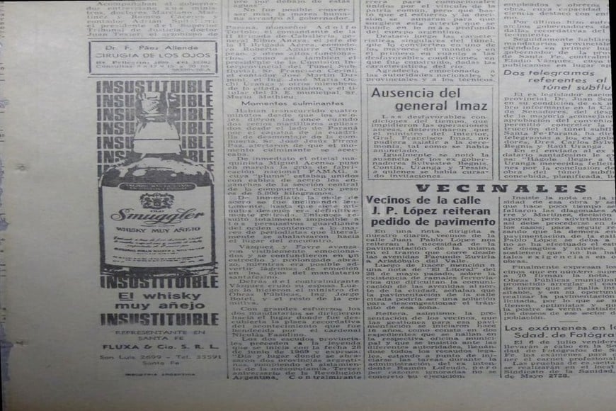 ELLITORAL_274462 |  Archivo El Litoral Archivo. El Litoral en su crónica reflejaba el momento en el que los gobernadores descubrieron la placa, hoy removida del interior del túnel.