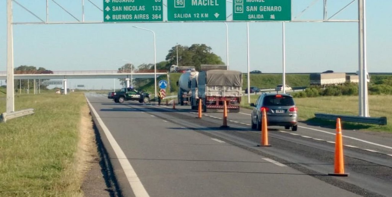 Agregan un corte parcial en la autopista Santa Fe - Rosario