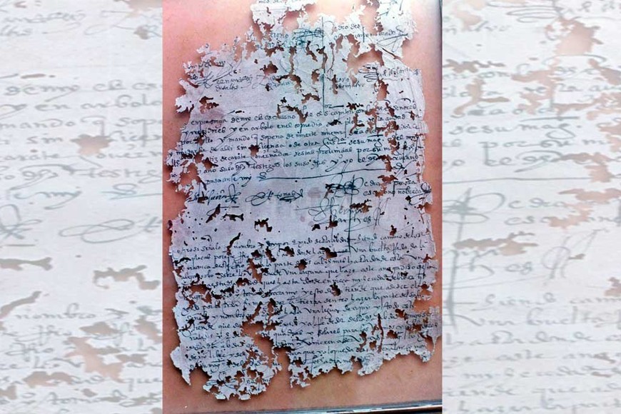 ELLITORAL_229738 |  Archivo El Litoral Acta de fundación de la ciudad de Santa Fe, en 1573. El fragmento está en el Archivo General de la Provincia.