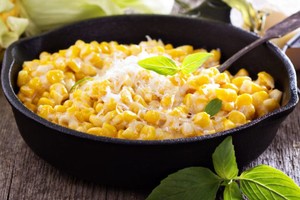 Elena Veselova Creamy corn with cream and grated parmesan